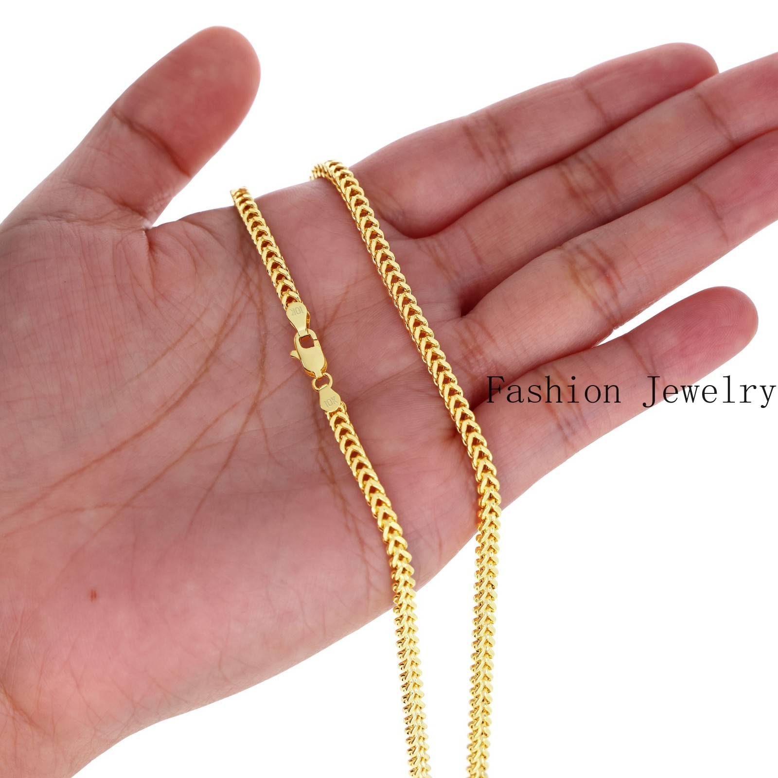 10k Yellow Gold 1.5mm-6mm Franco Box Necklace Bracelet Chain Mens Womens 7″- 30″