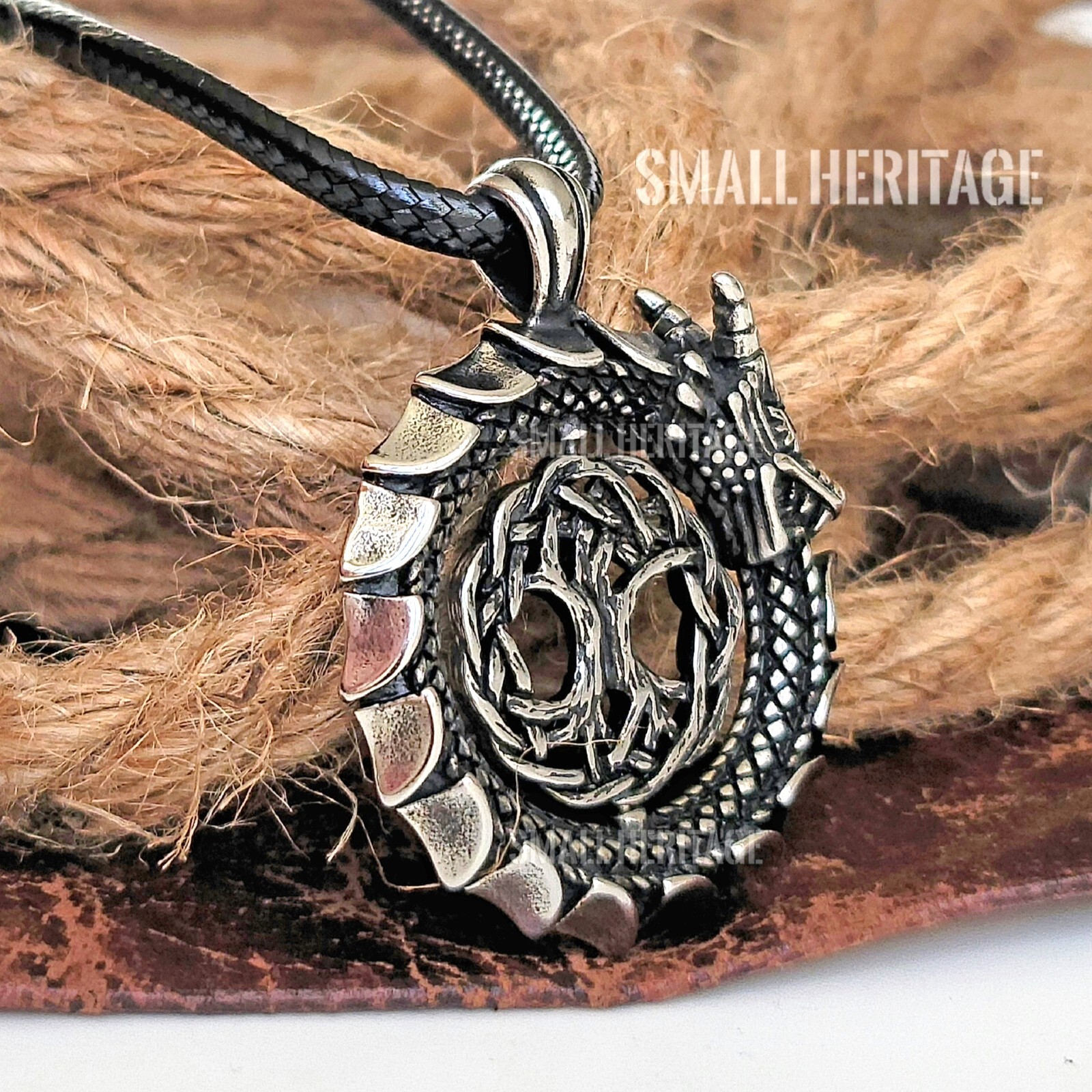 Viking Dragon Necklace 316L Stainless Steel Pendant Chain Norse Amulet Yggdrasil