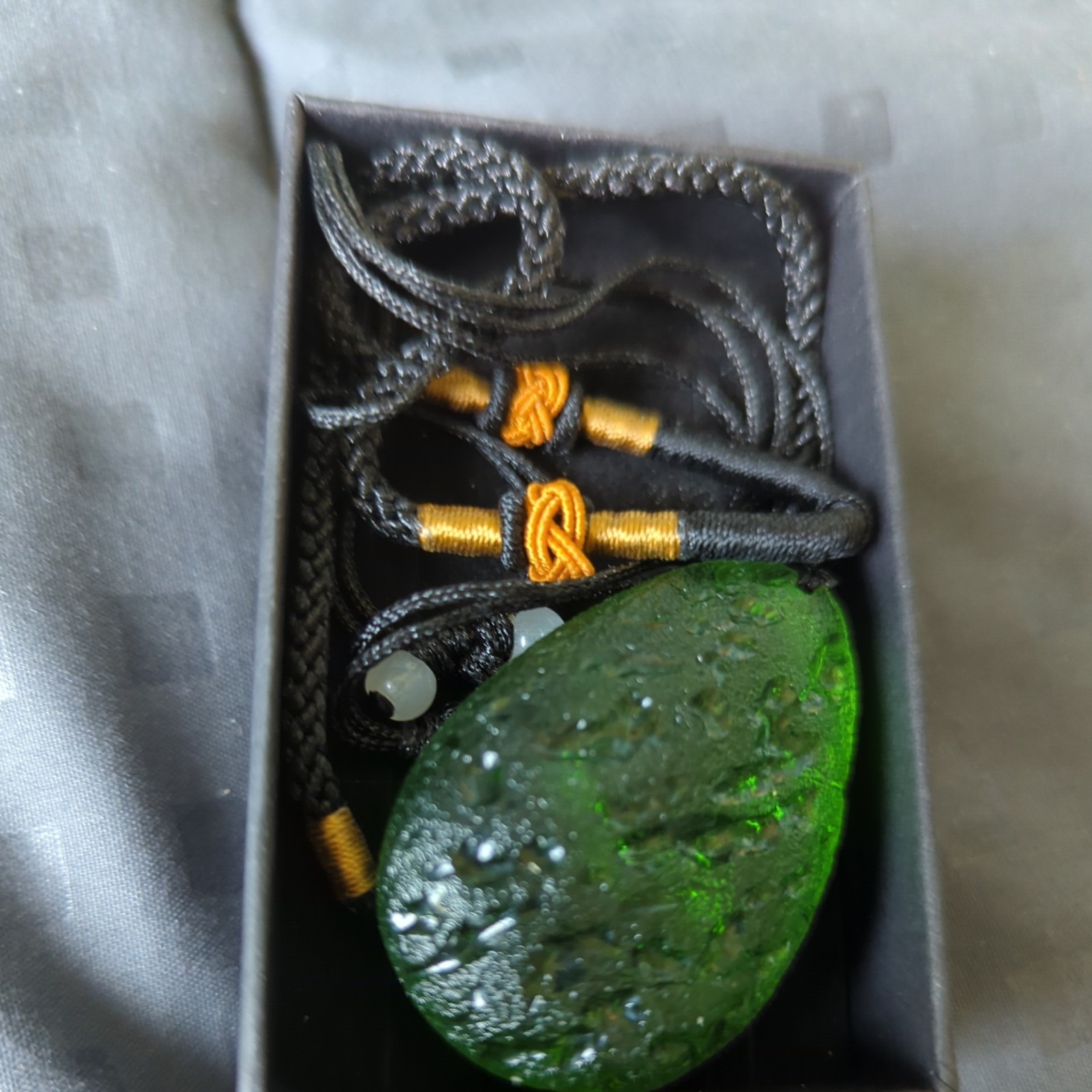 Green Natural Crystal Pendant Gem Moldavite Meteorite Impact Healing Necklace US