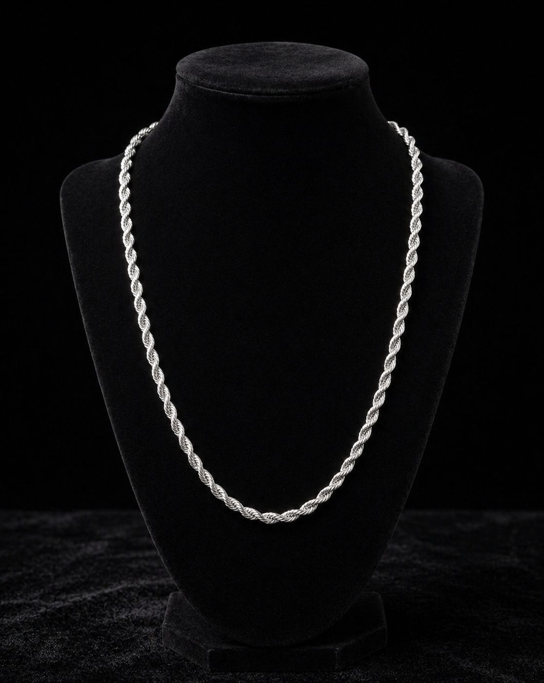 Stainless Steel Rope Chain Necklace 4mm 5mm Silver Tone 18” 20” 22” Waterproof