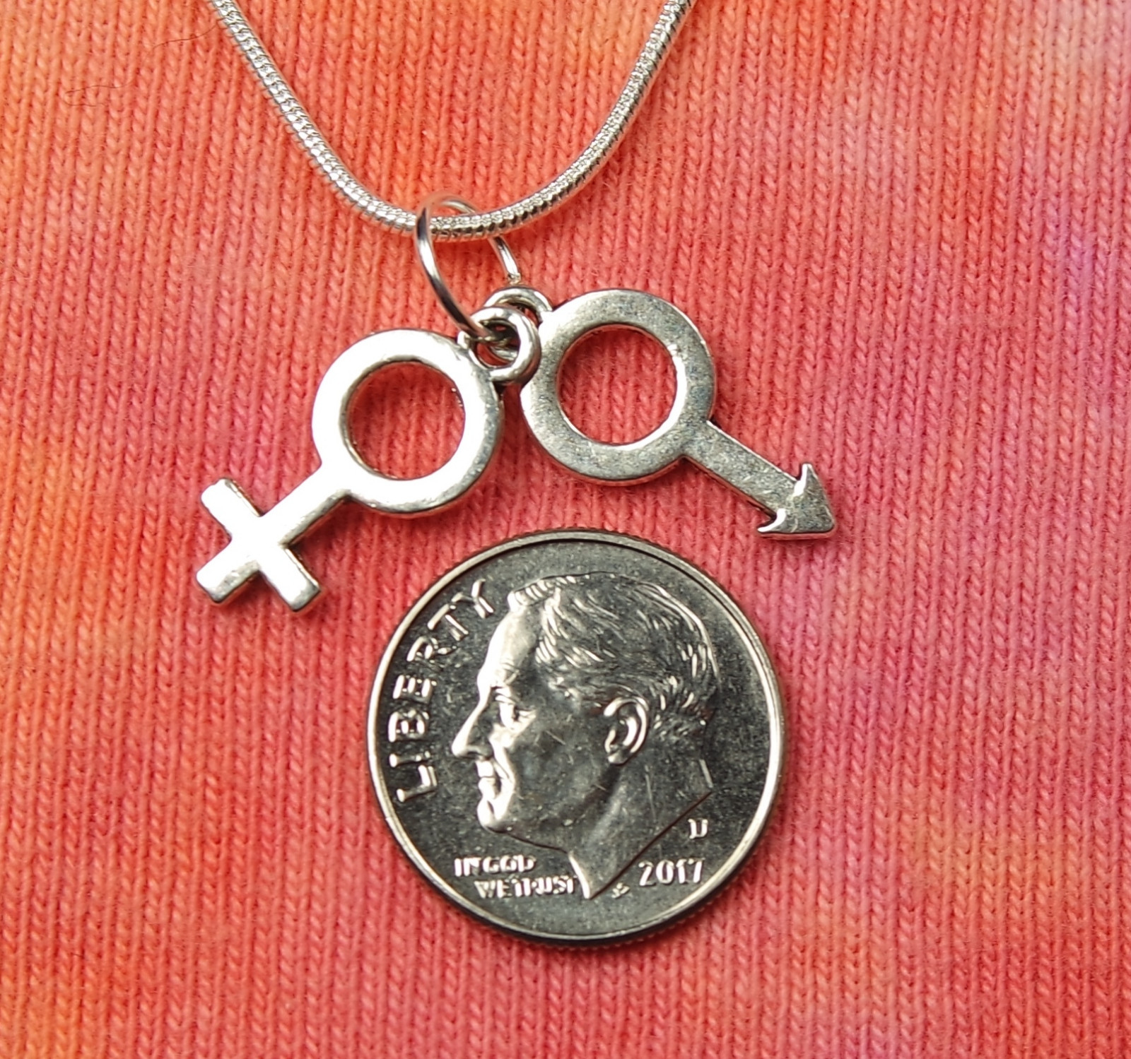 Male+Female Venus+Mars Necklace Pick 16-36″ Sex Sign Love Marriage Double Charms