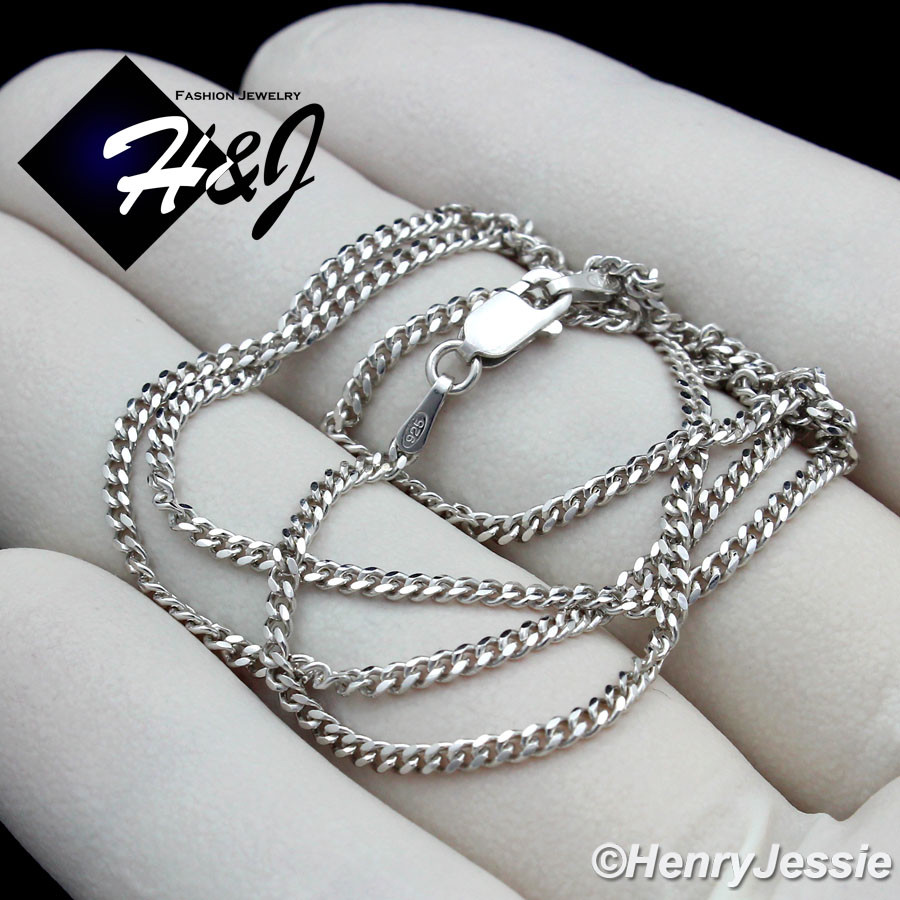 24″MEN 925 STERLING SILVER 2MM MIAMI CUBAN CURB CHAIN JESUS CROSS PENDANT*SP213
