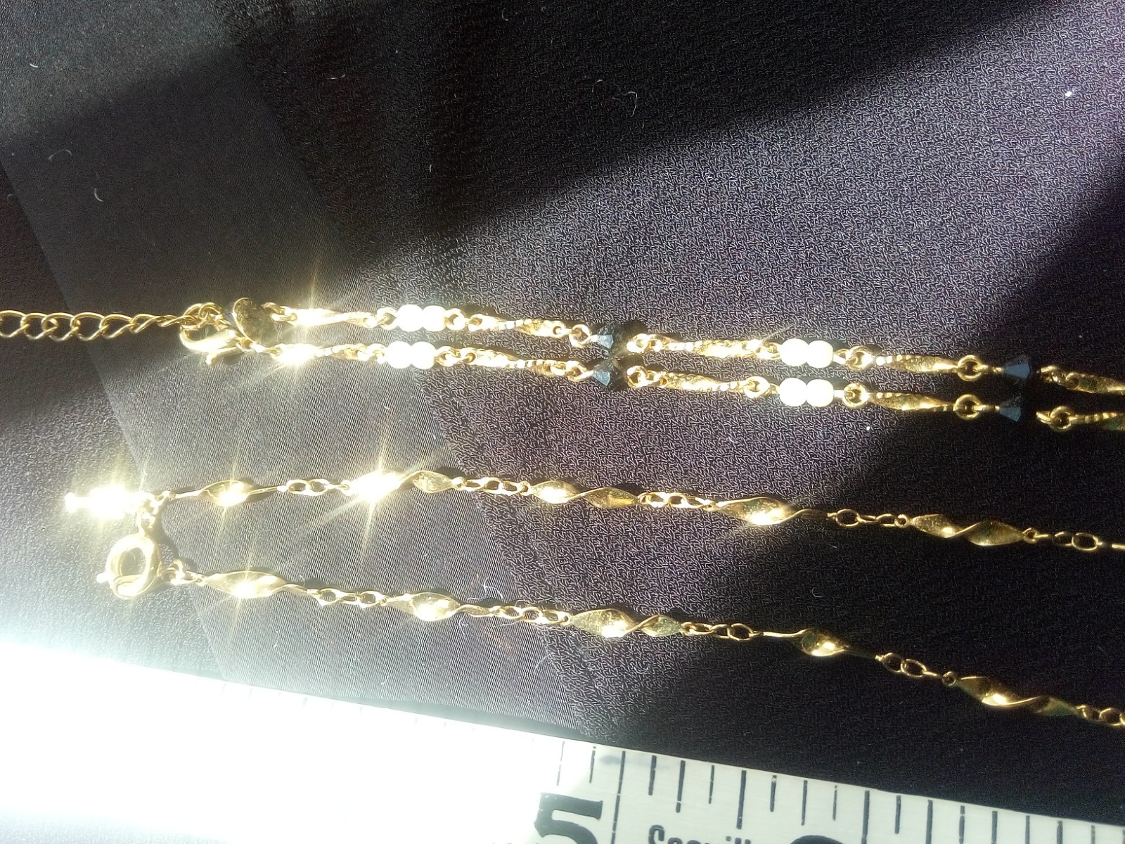 2 necklaces Complement Ea. Other, GTone, 1 with Small Whi Beads & Plastic Oval
