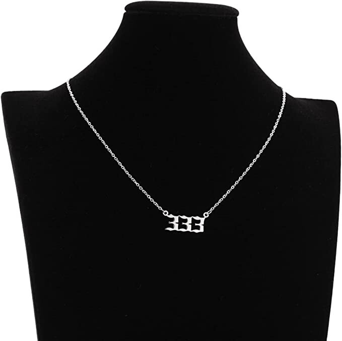 Silver 333 Angel Number Necklace, Jewelry Charms Minimalist Stainless Steel