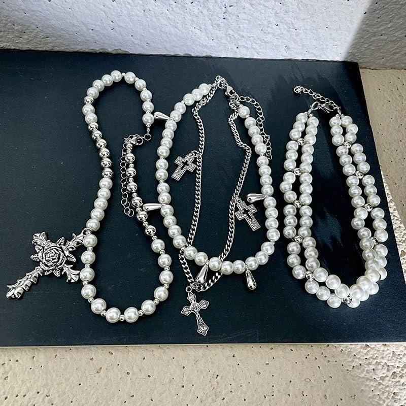 Fashion-Forward Gothic Pearl Necklace with Adjustable Length – For Individuality