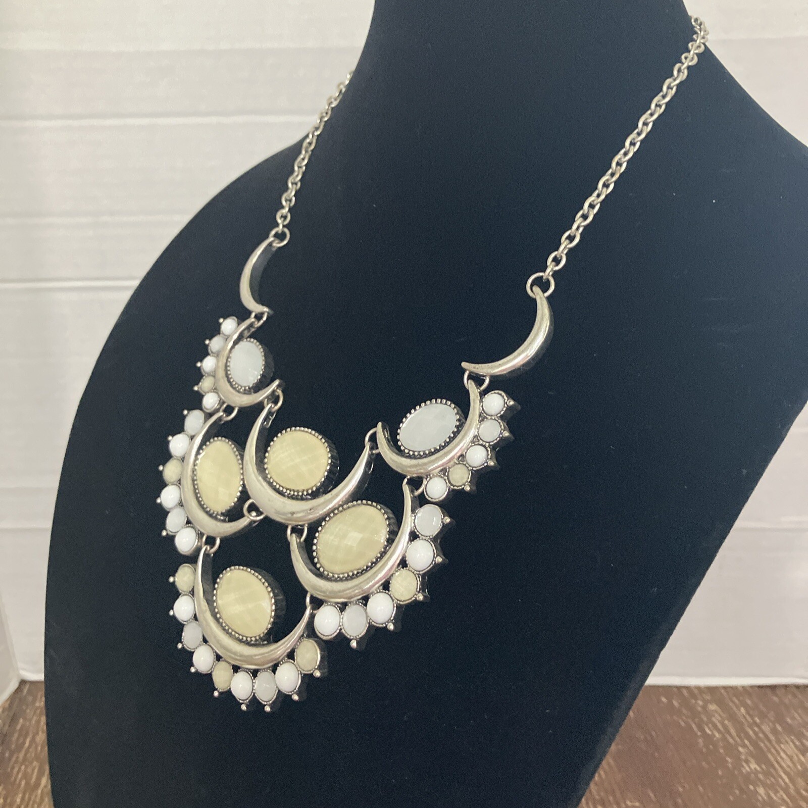 Erica Lyons Necklace Boho Art Deco Silver Tone Moon 18 – 20 Inches Statement