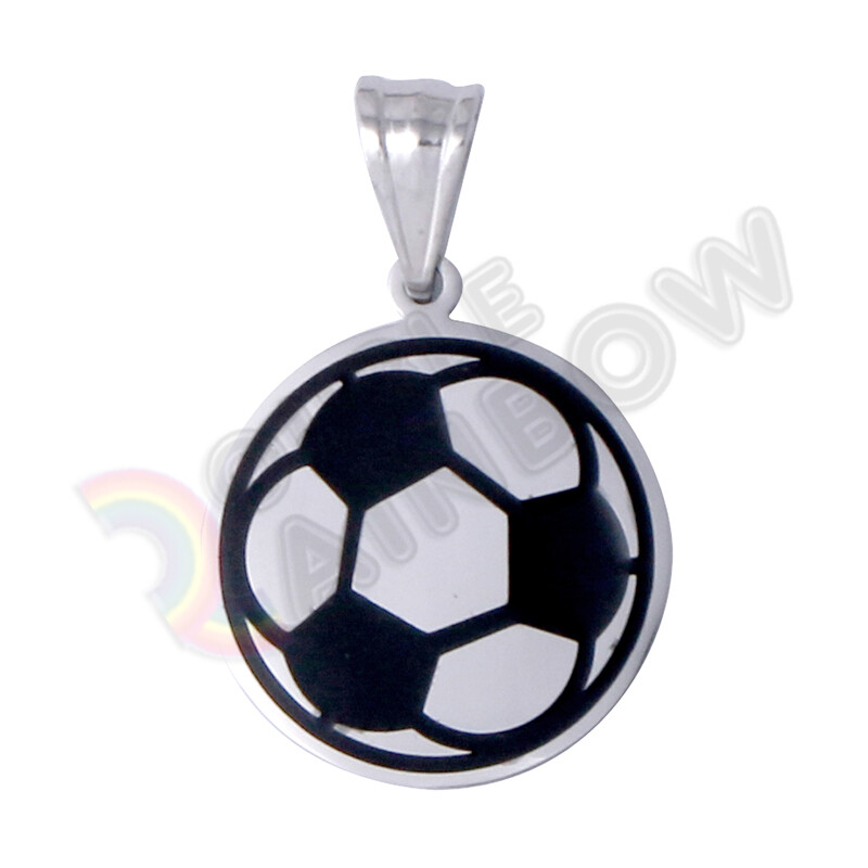 Soccer Ball Stainless Steel Pendant Sports Men Necklace 3mm Chain*P156
