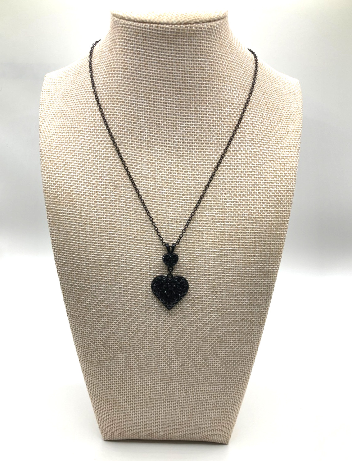 EXPRESS Modern Goth Y2K Style ALL Black Pendant Heart w/ Black Rhinestones