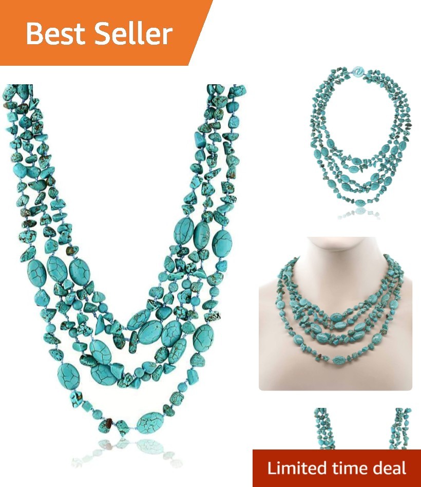 Chic 20” Simulated Turquoise Necklace with Toggle Closure – Ideal for Occasions
