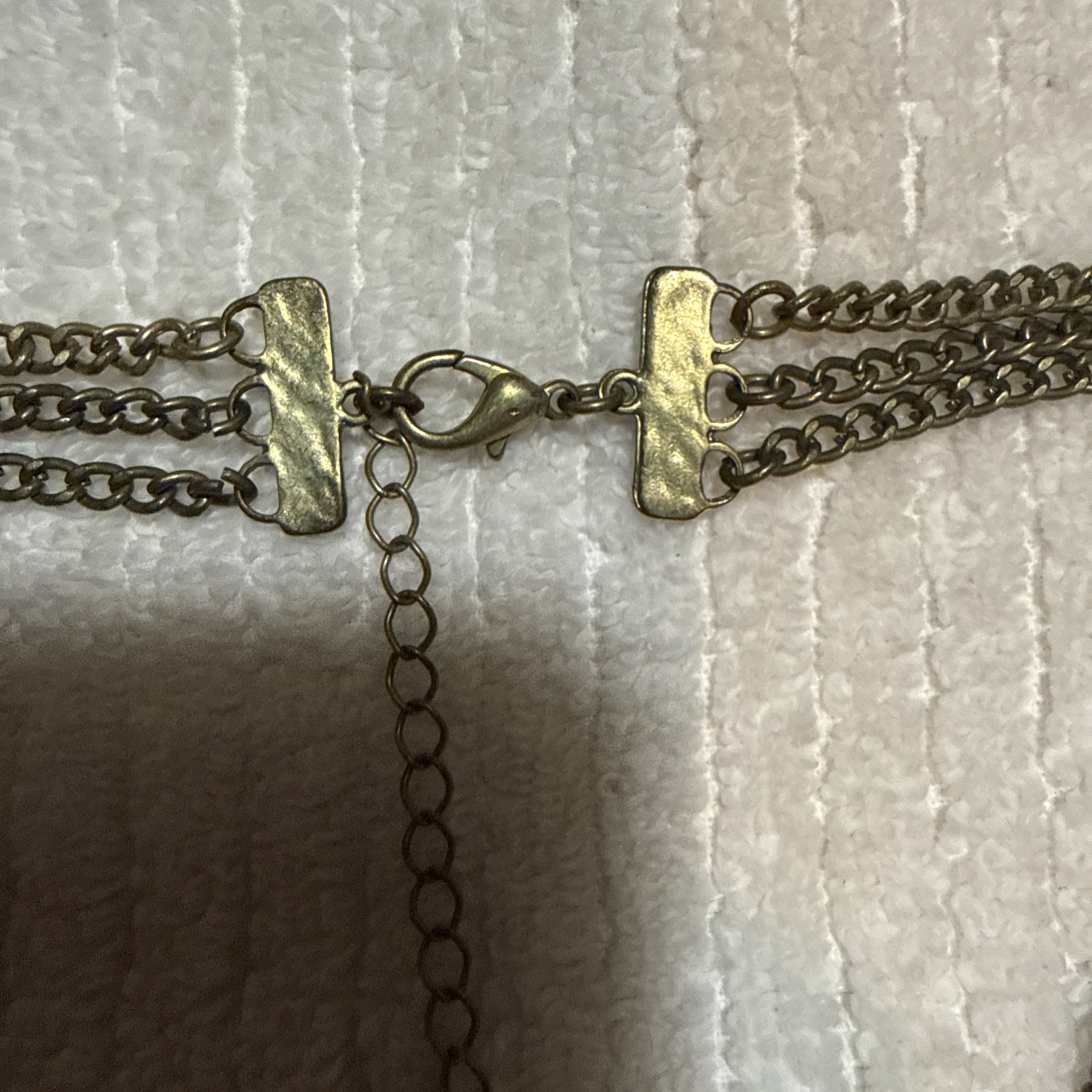 Y2K Boho Statement Necklace Brass and Wood Beads. 16″ Long