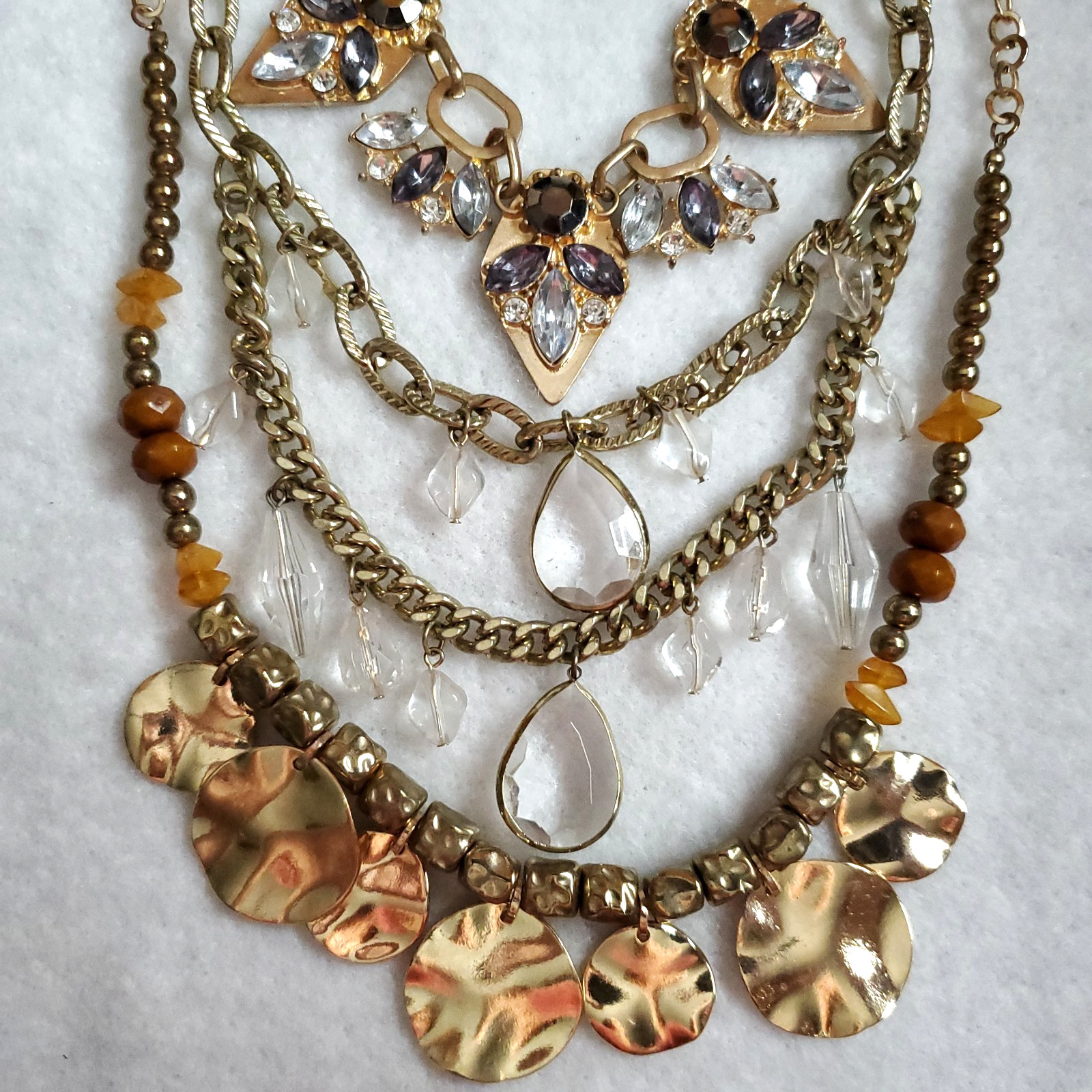 Bib Necklace Lot of 3 Gold Tone Rhinestone Stella Dot Lane Bryant 16-20″