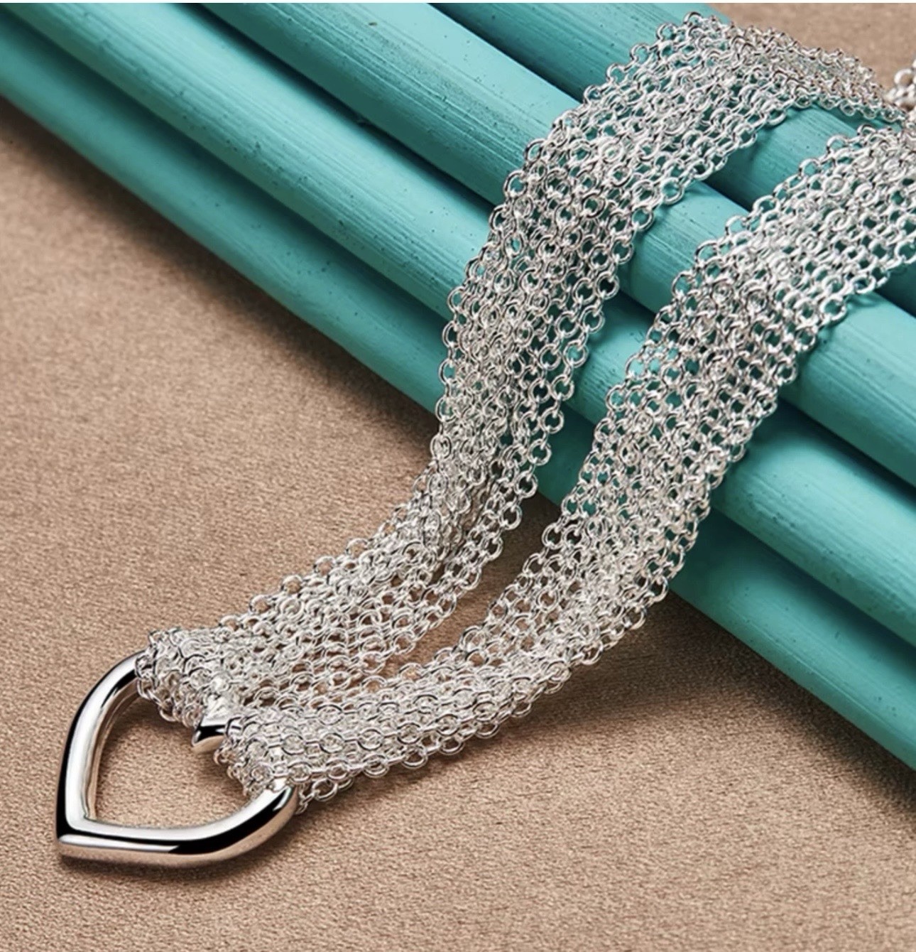 .925 Sterling Silver Multi-Thin 17.5 in Necklace Heart 8” Bracelet Wht GdToggle