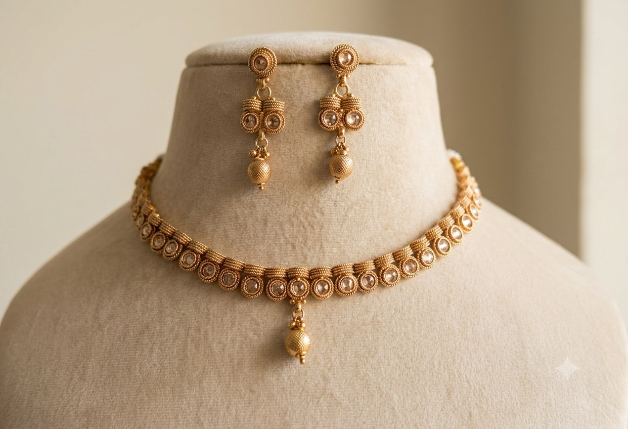 Shumaila Indian Polki Jewelry Necklace Set Roz Jewellers.