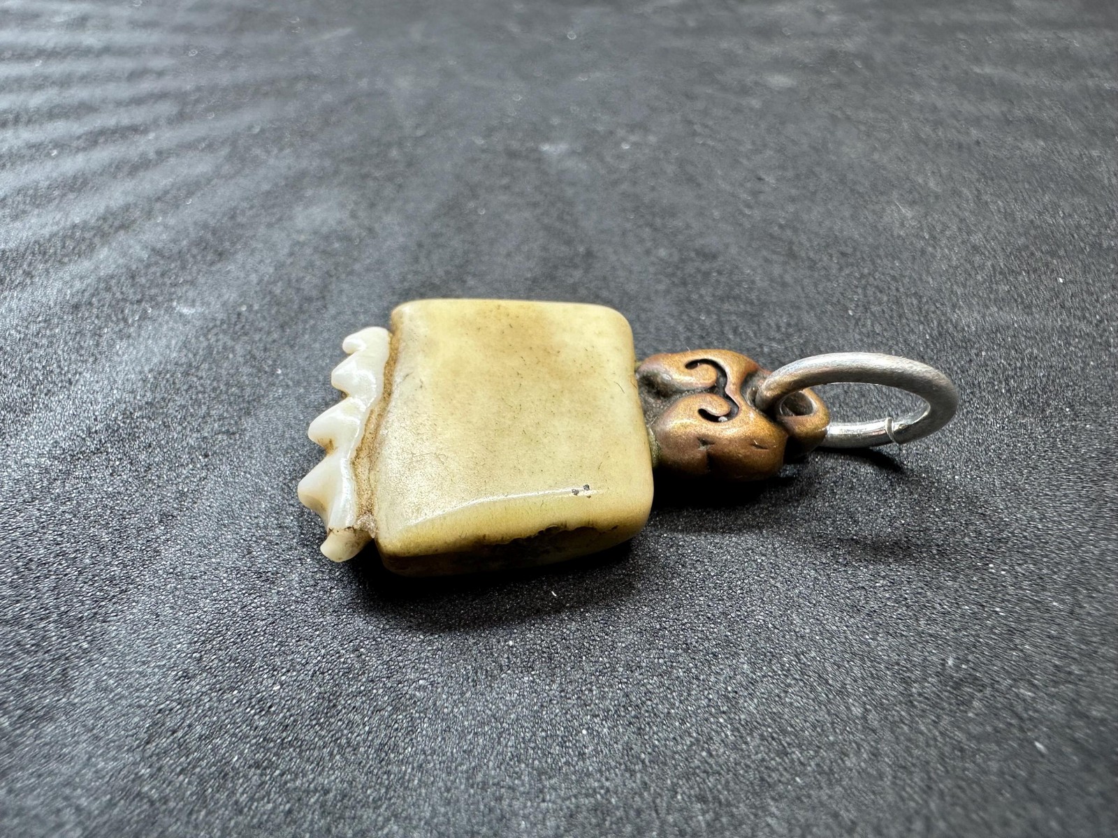 Vintage Himalayan Tooth Amulet Pendant – Tribal Talisman Copper Charm