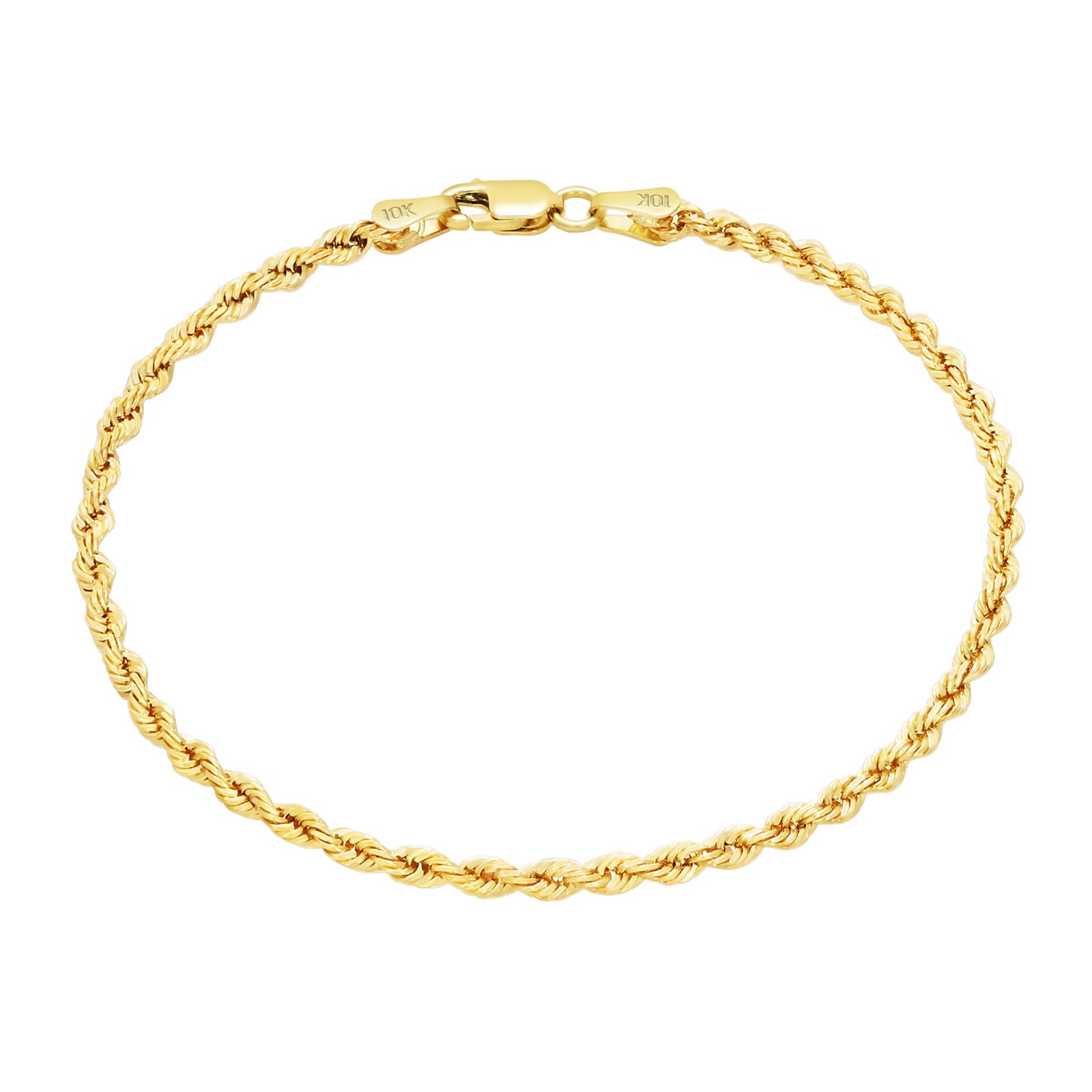 10K Yellow Gold 2mm-10mm Diamond Cut Rope Chain Bracelet Men Women 7″ 7.5″ 8″ 9″
