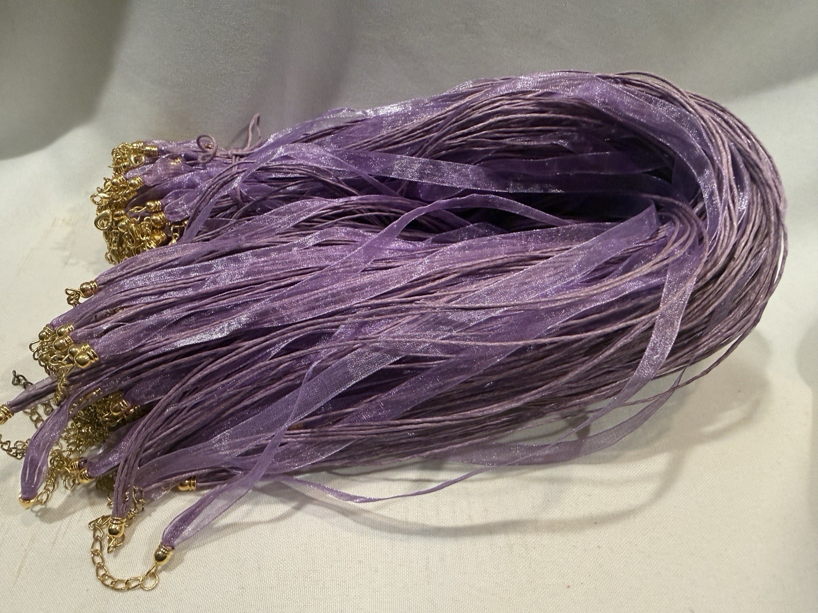 100 Quanity Organza Ribbon Cord Necklace 18″ PICK YOUR COLORS – New Old Stock.