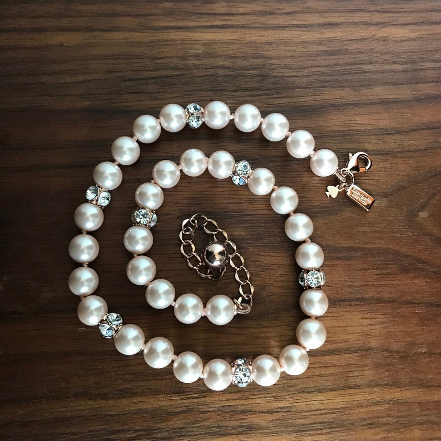 Kate Spade “Lady Marmalade” Blush Faux Pearl Rose Gold Tone Necklace