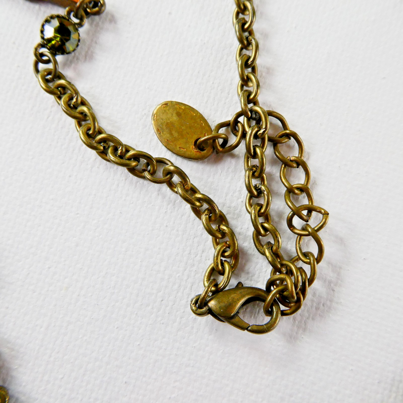 Pretty Bib Style Necklace Multi Color Designer Quality Brass Tone