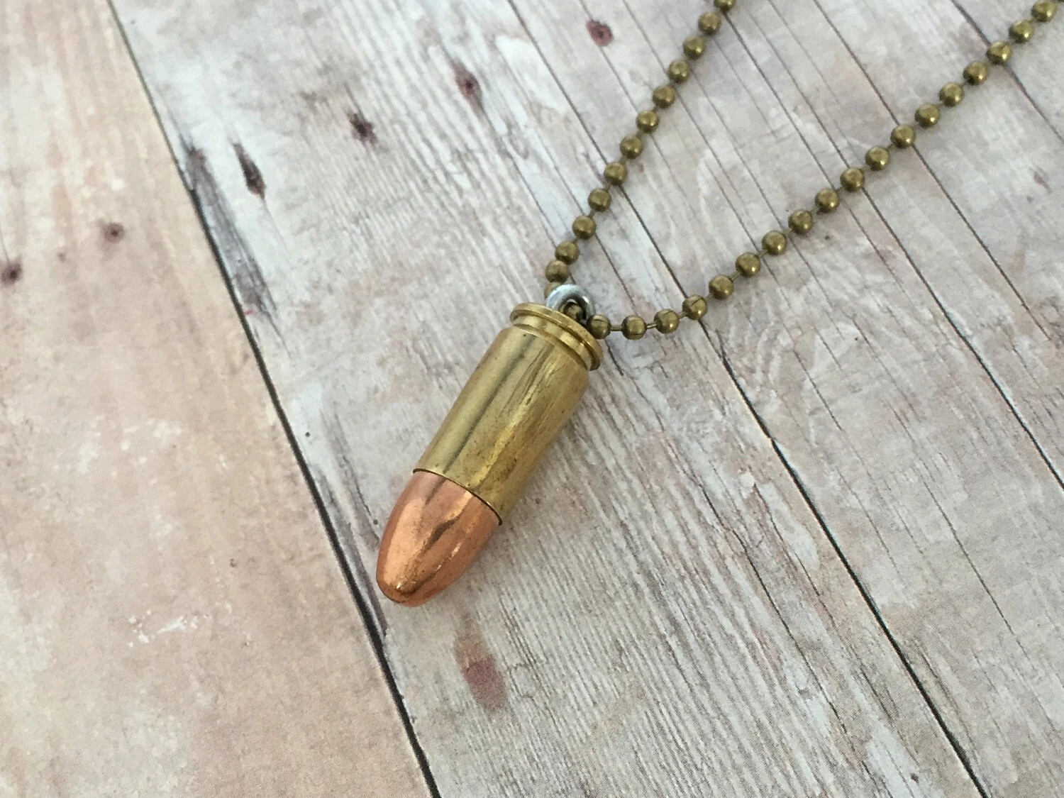 Bullet Pendant Necklace 9mm Pendant All Ages Bronze Or Silver Ball Chain Gift