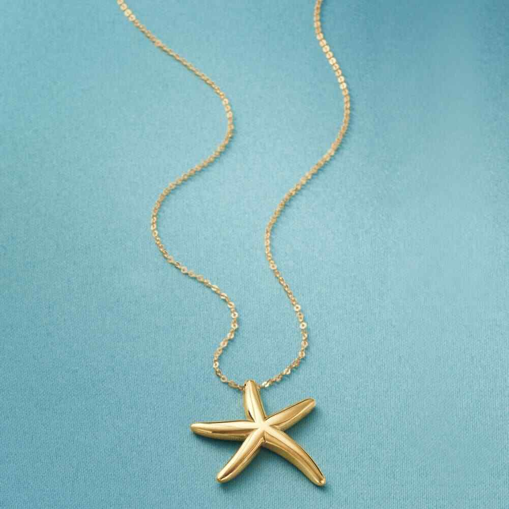 18K Yellow Gold Filled Starfish Pendant + 16″/18″/20″/22″/24″ Necklace Chain P1B