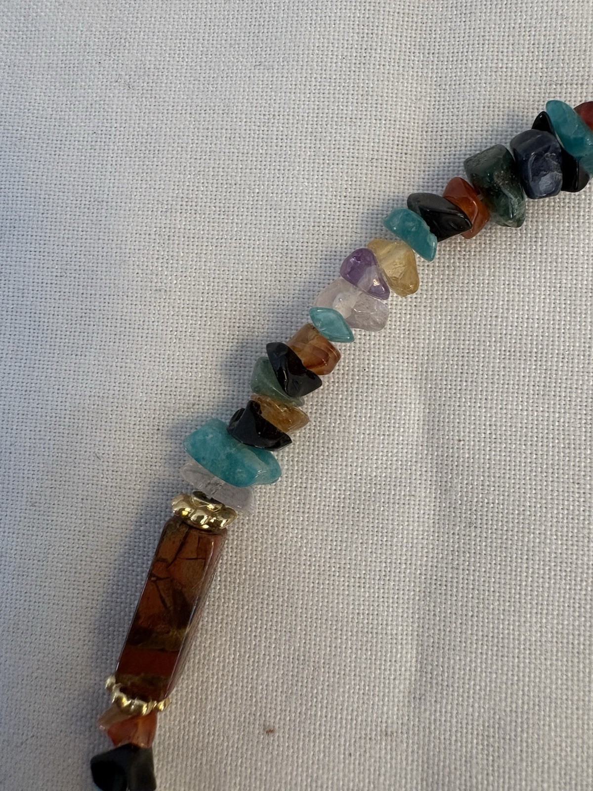 Vintage Earth Tone Variety Of Stones Beaded Necklace Choker Excellent