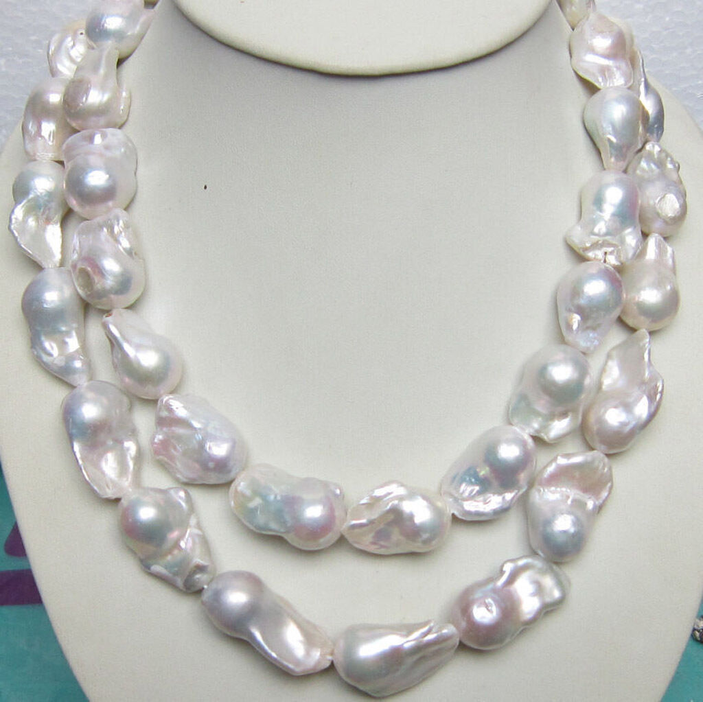 HUGE AAA+ 14X20MM GENUINE SOUTH SEA WHITE BAROQUE PEARL NECKLACES 16-36 INCHES