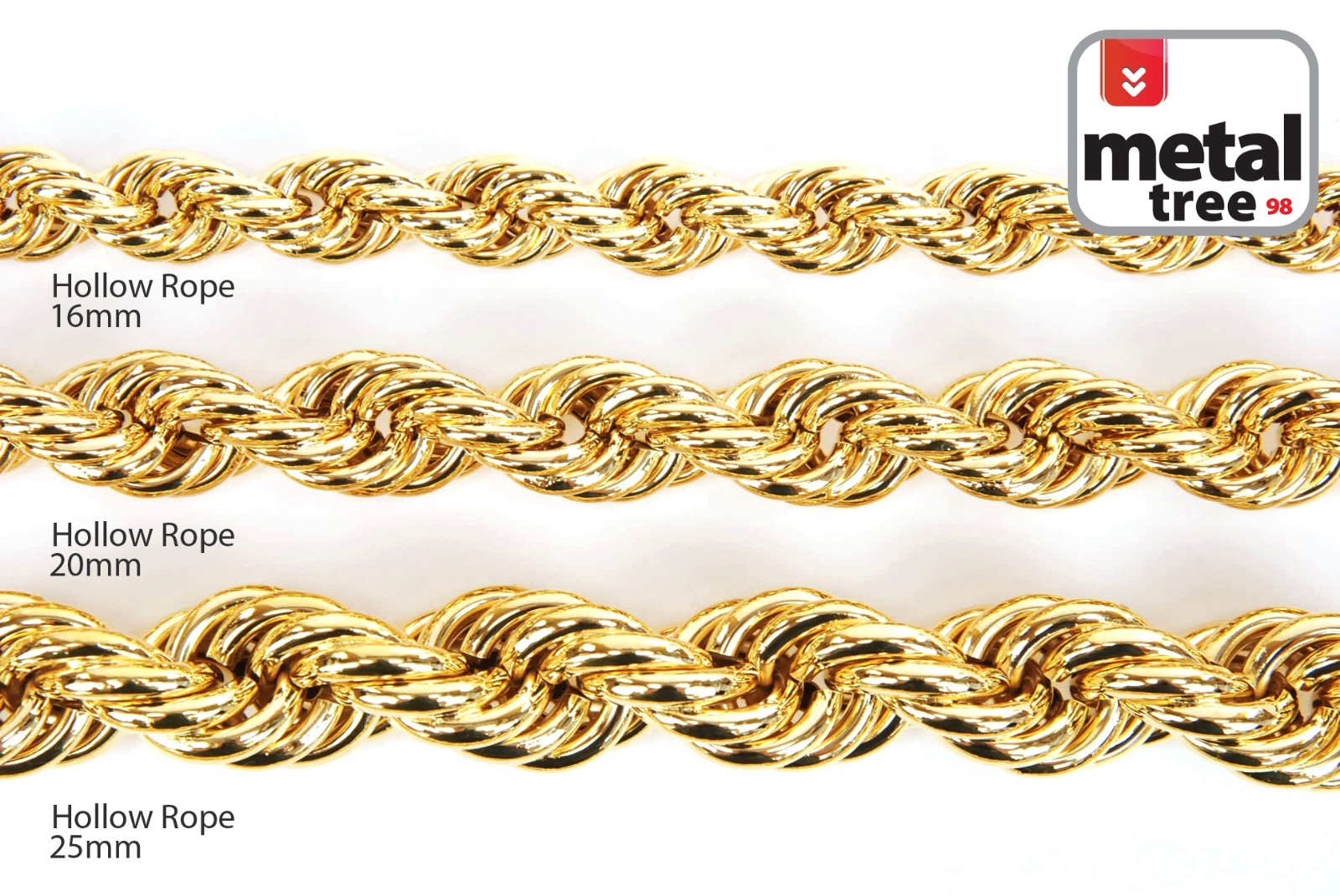 Hip Hop Gold Plated Hollow Chunky Rope Dookie Chain Necklace 30″ or 36″