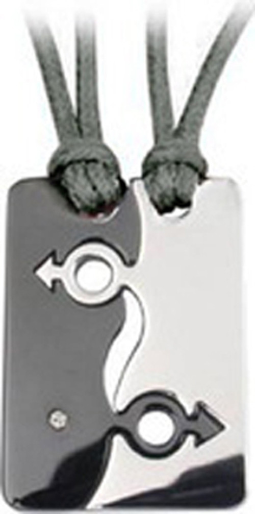 Pride Shack – Mars Male Black & Steel 2pc Pendants – Mens Gay Pride