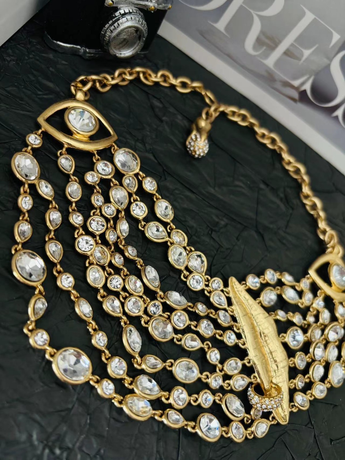 Schiaparelli Women Facial Features Series Multi Layer Crystal Necklace Gift