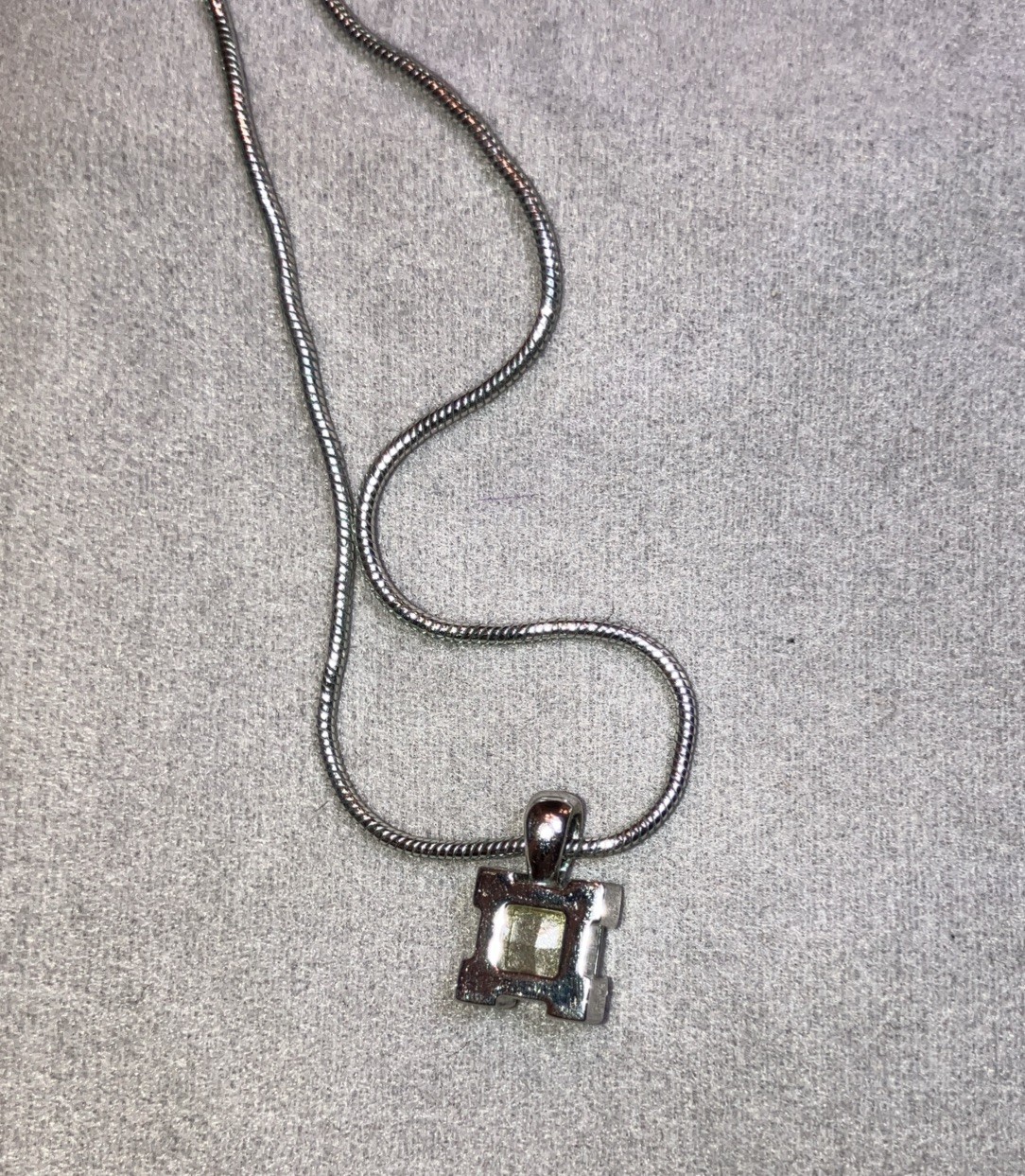 Annaleece Solitaire Pendant Crystal Square Silver Tone 18” Chain