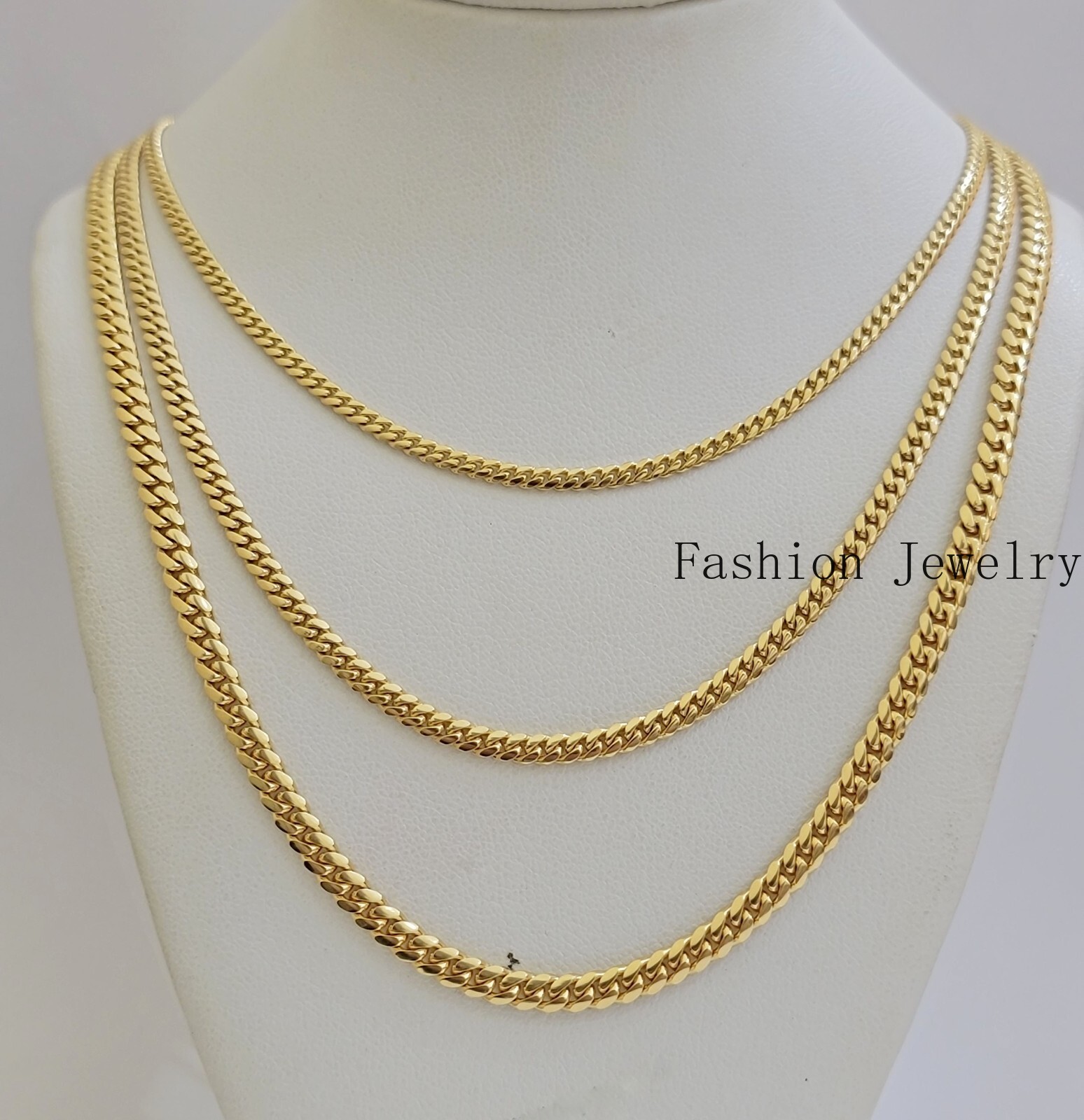 Solid 18k Gold Chain Necklace Miami Cuban Link 2.5mm-4mm 18″-26 Inch Real 18kt