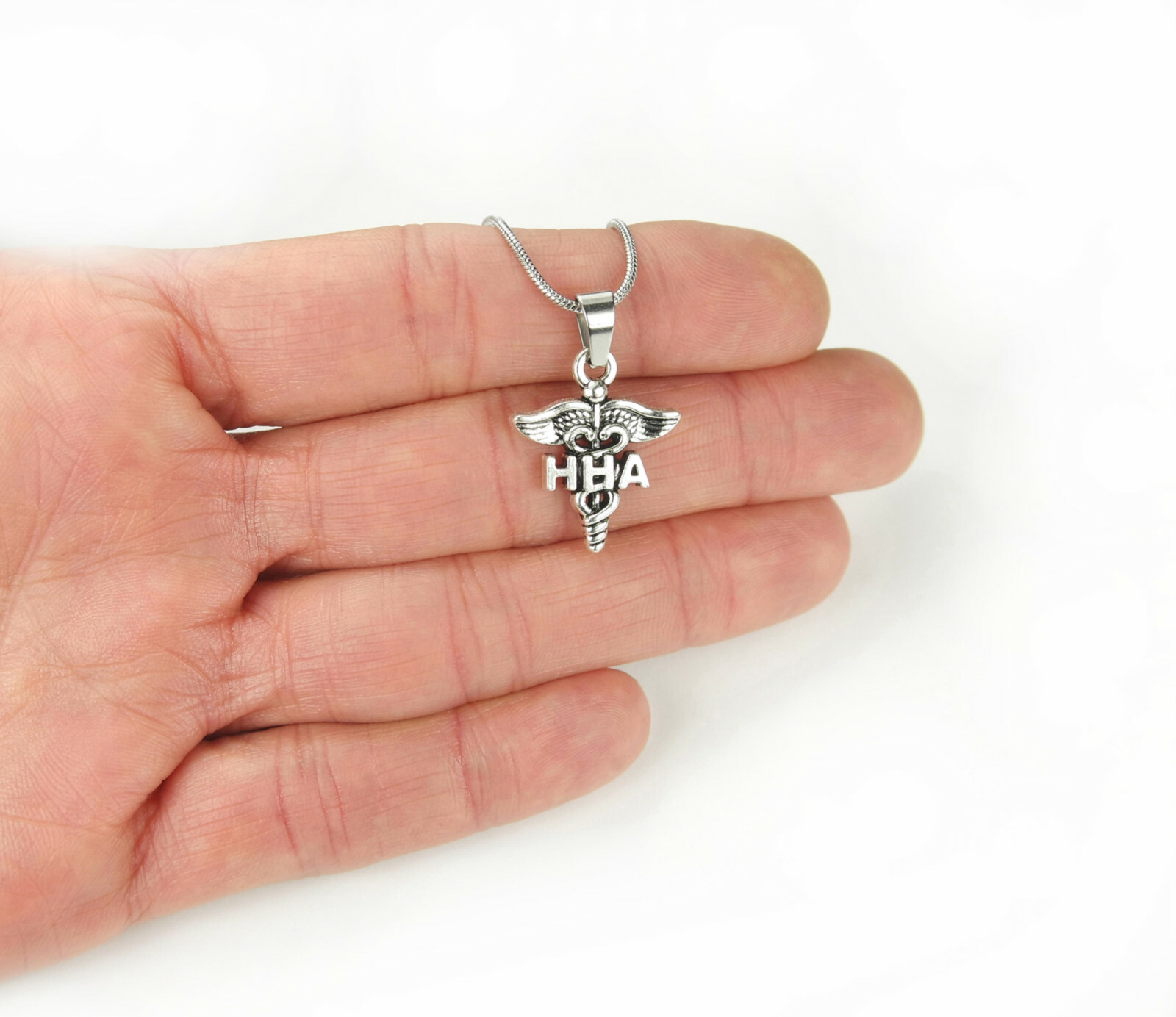 HHA Necklace Home Health Aide Medical Caduceus Symbol charm pendant jewelry nb