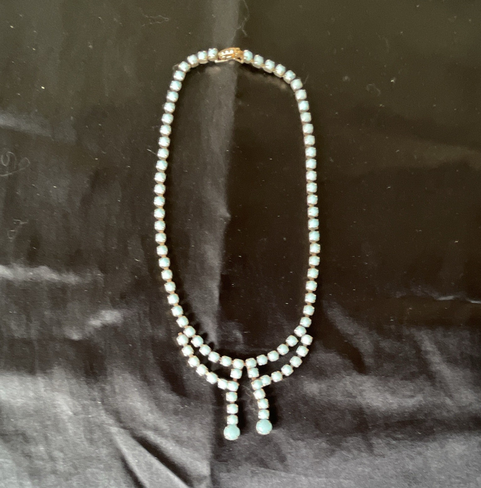 Vintage Necklace Double Strand Ball/Bead Chain Dangle Drops
