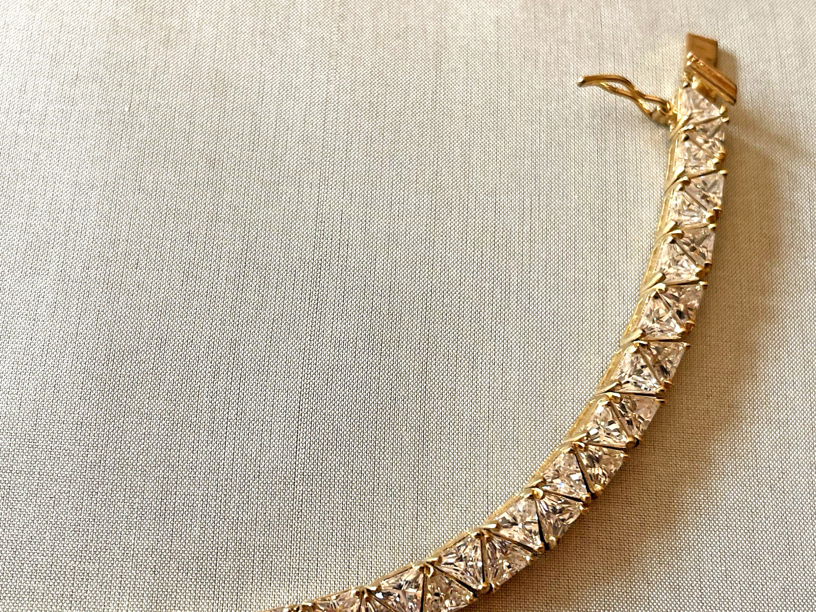 Suzanne Somers Sterling Silver Gold Vermeil Trillion Cut Necklace. 17.5″ Long