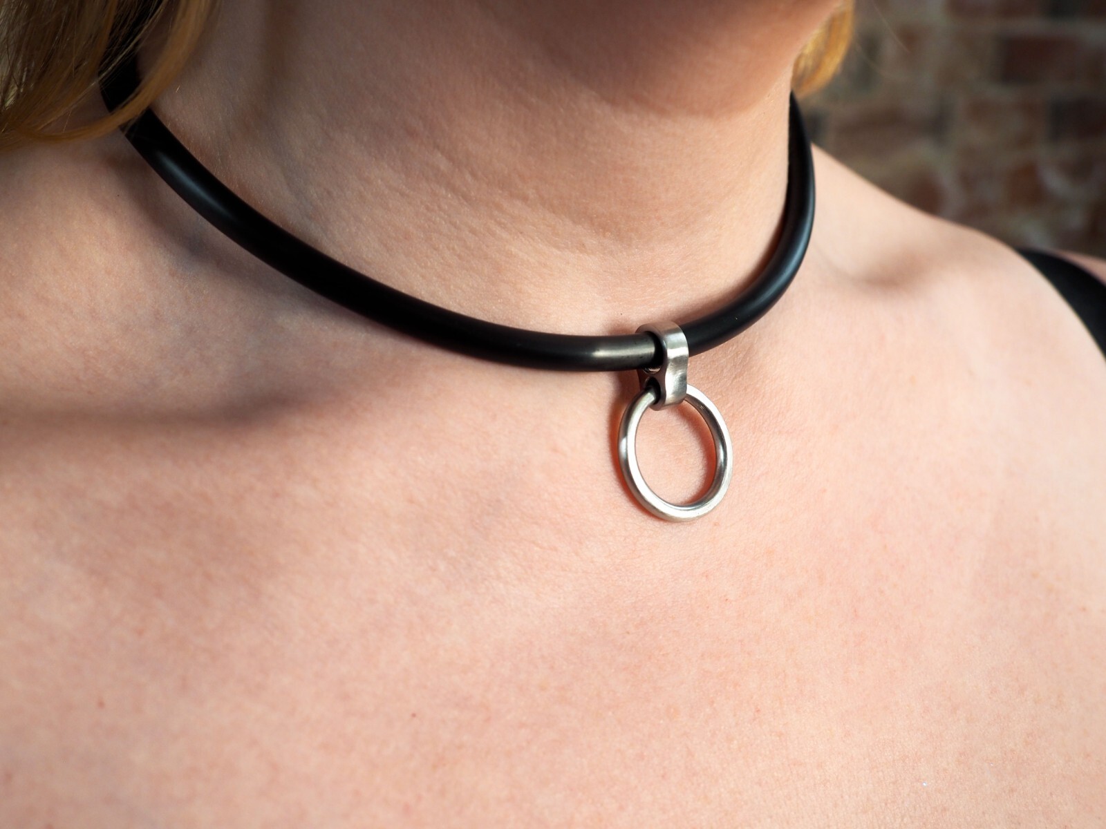 19″ 8mm Curved Matte Black Stainless Steel Locking Eternity BDSM Slave Collar