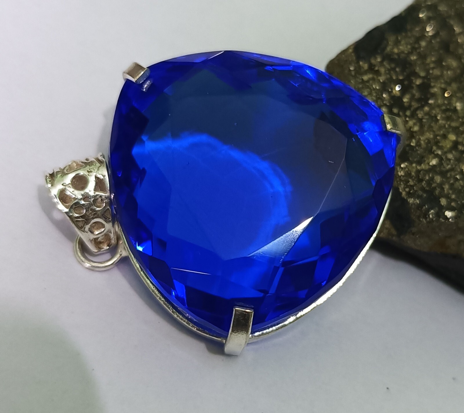 Blue Trillion Topaz Pendant EGL Certified Natural 137.25 Ct Gift For Loved Ones.