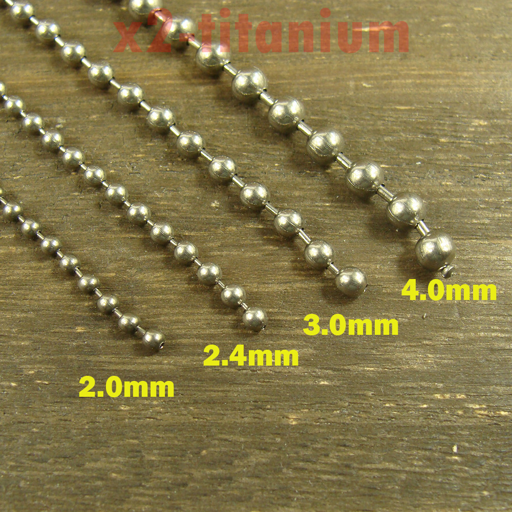 2mm 2.4mm 3mm 4mm Pure Titanium bead beaded ball chain necklace anti-allergy