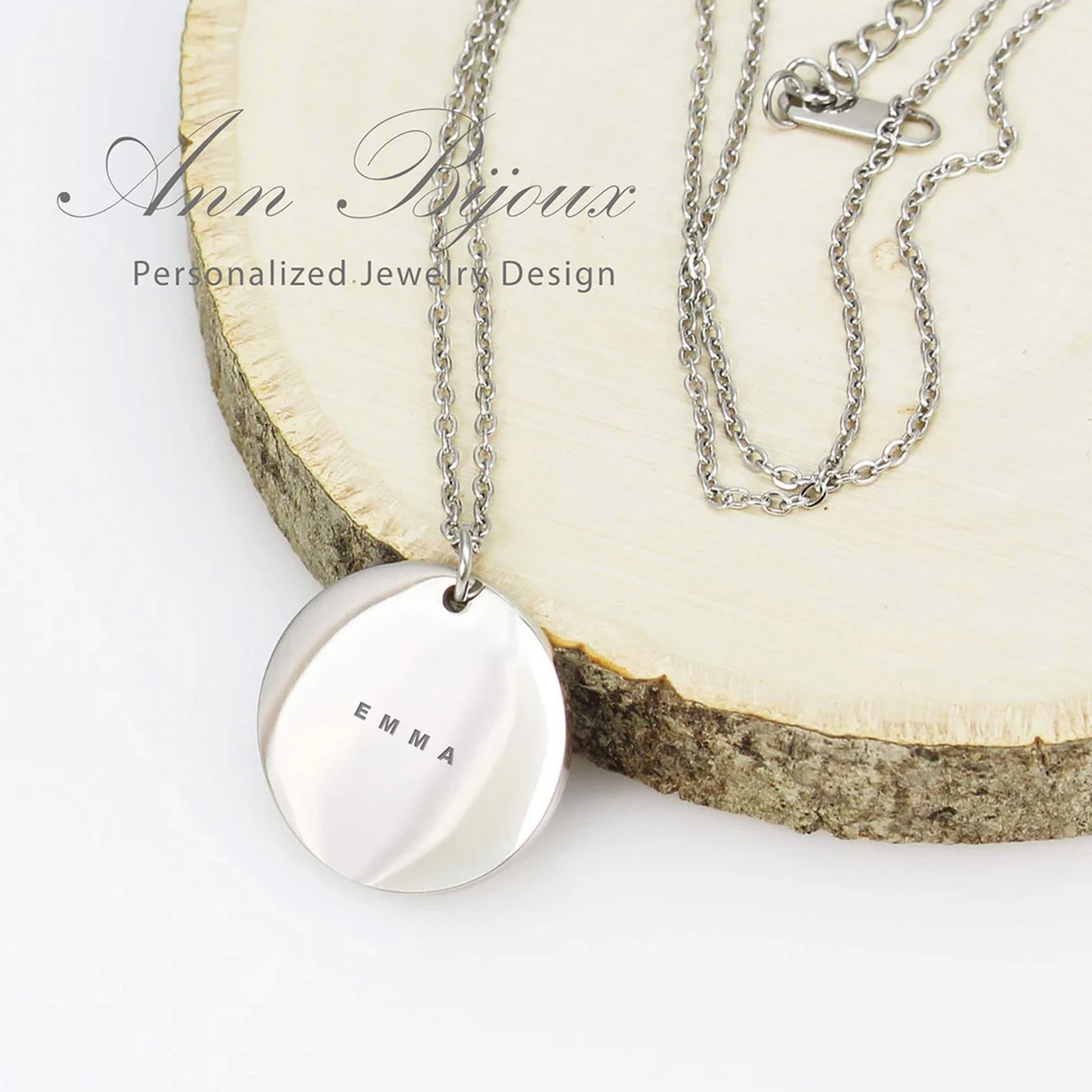 Personalized Name Necklace Engraved Message Stainless Steel Pendant Jewelry