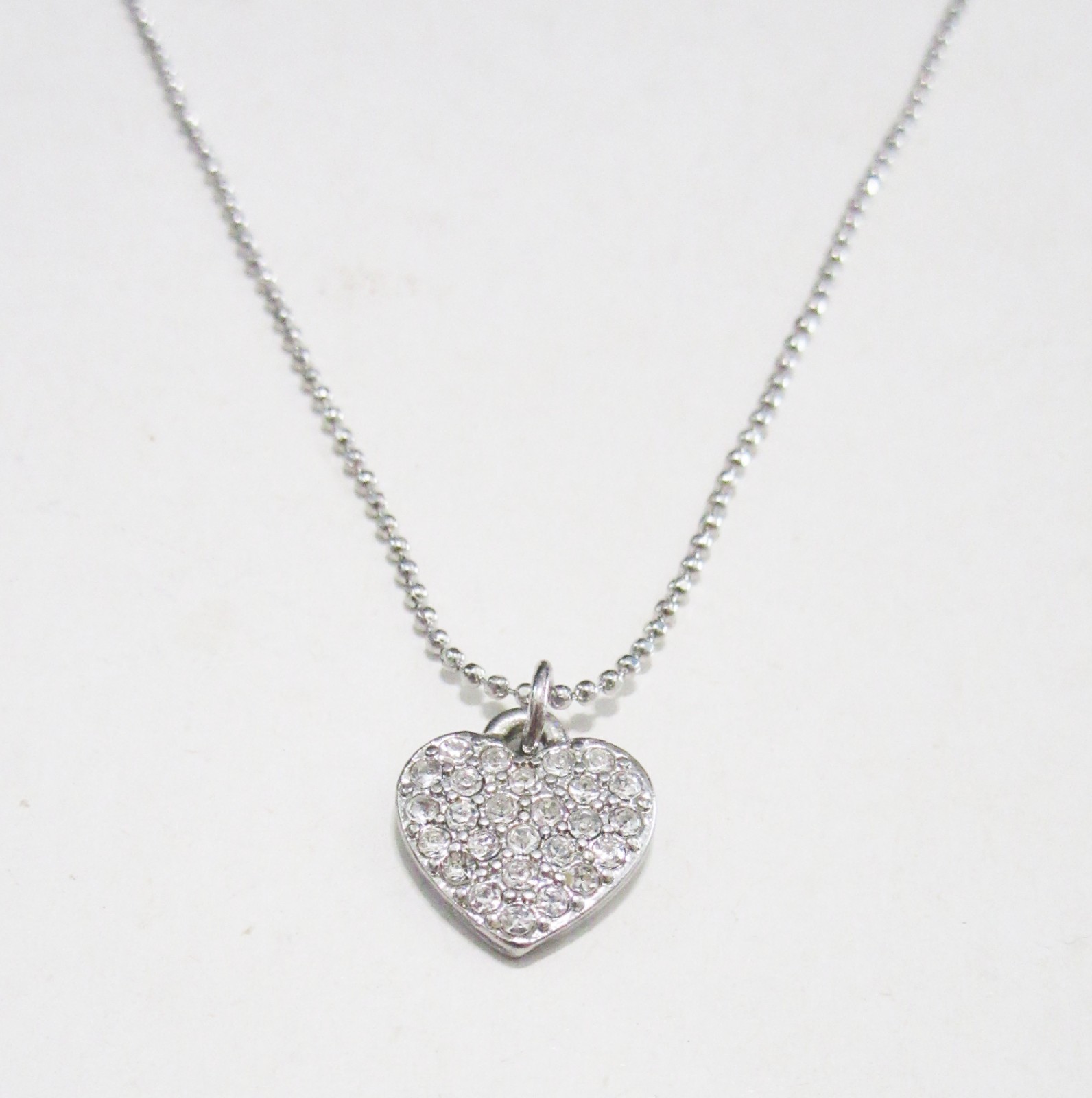 Lia Sophia Sparkling Crystal Heart Necklace Silver Tone Adjustable Chain