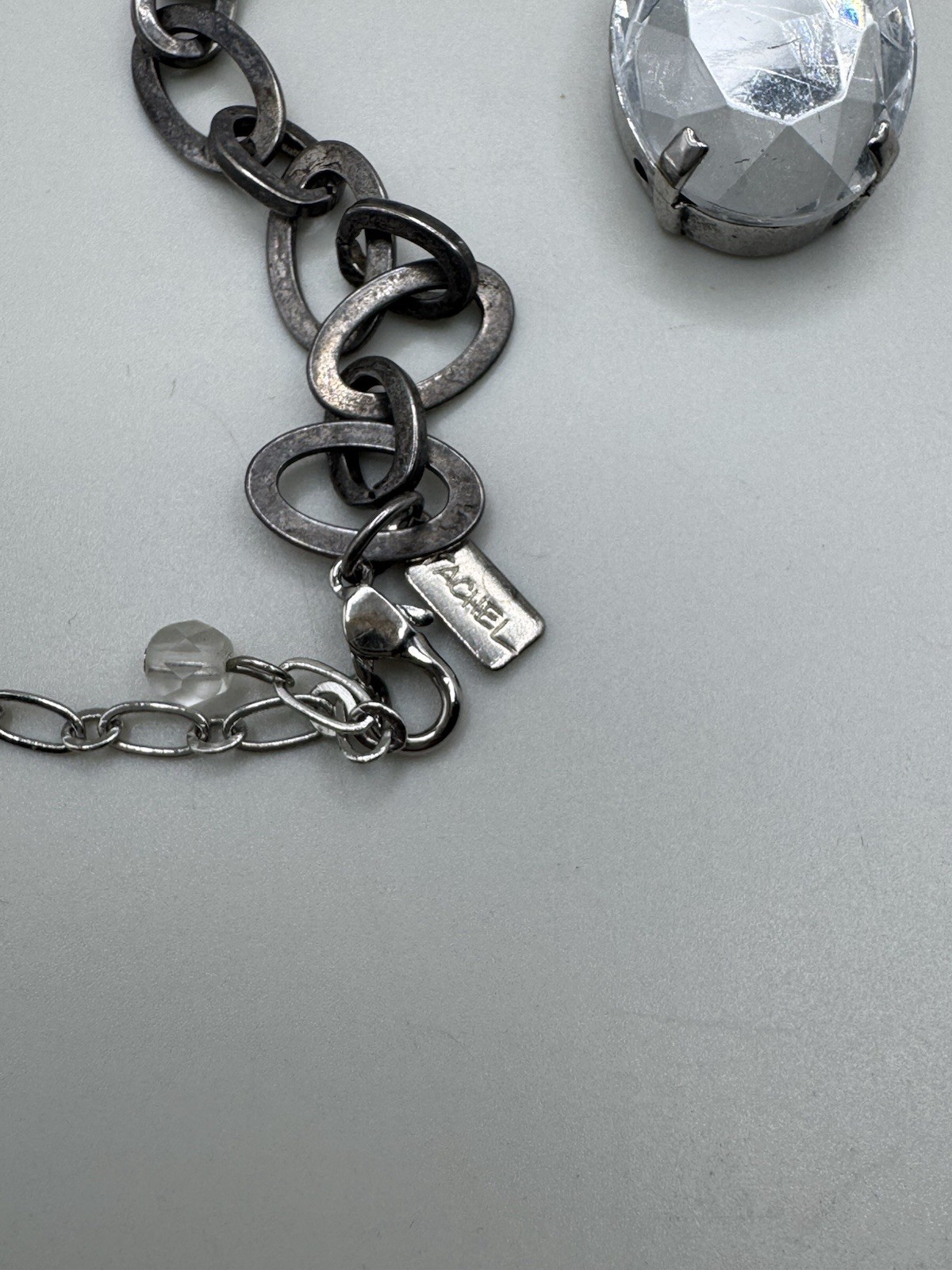 Rachel Zoe Necklace Earrings Set Bold Statement Clear Grey Black Chain Signed