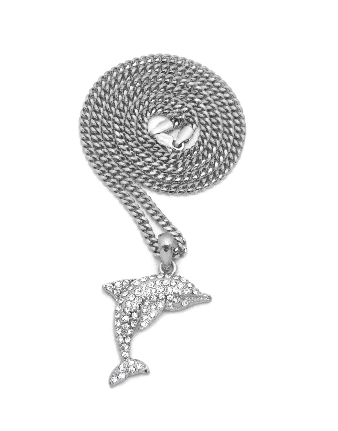Iced YOUNG DOLPH Dolphin Pendant & 18″ 20″ 24″ Cuban Rope Box Chain Necklace