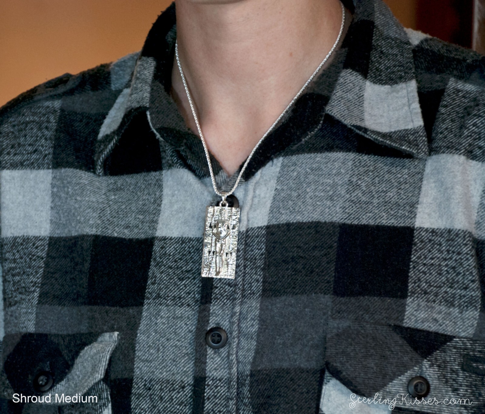 Shroud of Turin Pendant Silver MEDIUM version Hand Crafted Necklace
