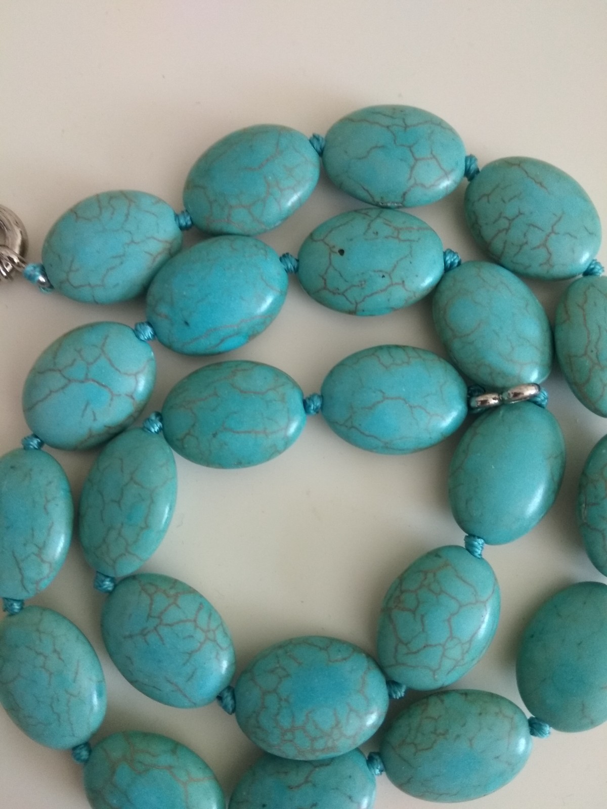 13x18mm oval shape blue turquoise gemstone beads necklace 17.5″-UK seller 3d0n