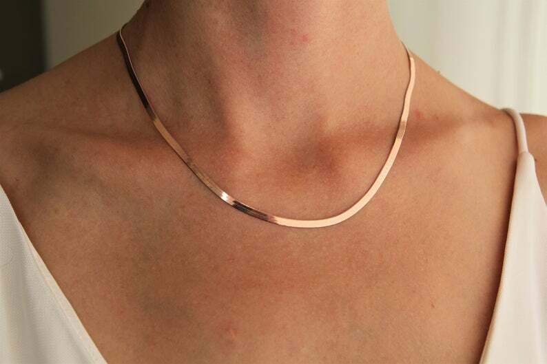 Unisex 18K Yellow/White/Rose Gold Filled Italian Flat Snake Chain Necklace B764
