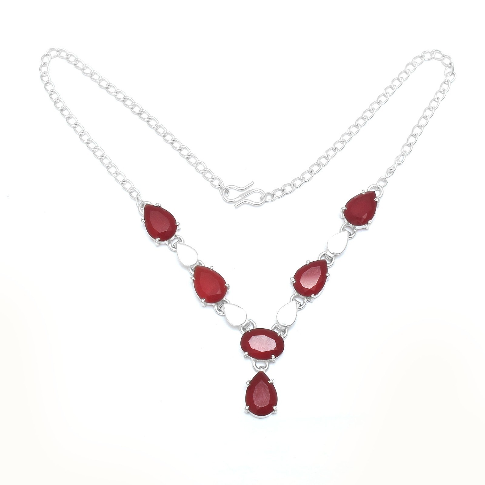 Simuleted Ruby Gemstone Ethnic Handmade Necklace Jewelry 16 Gms N-1402