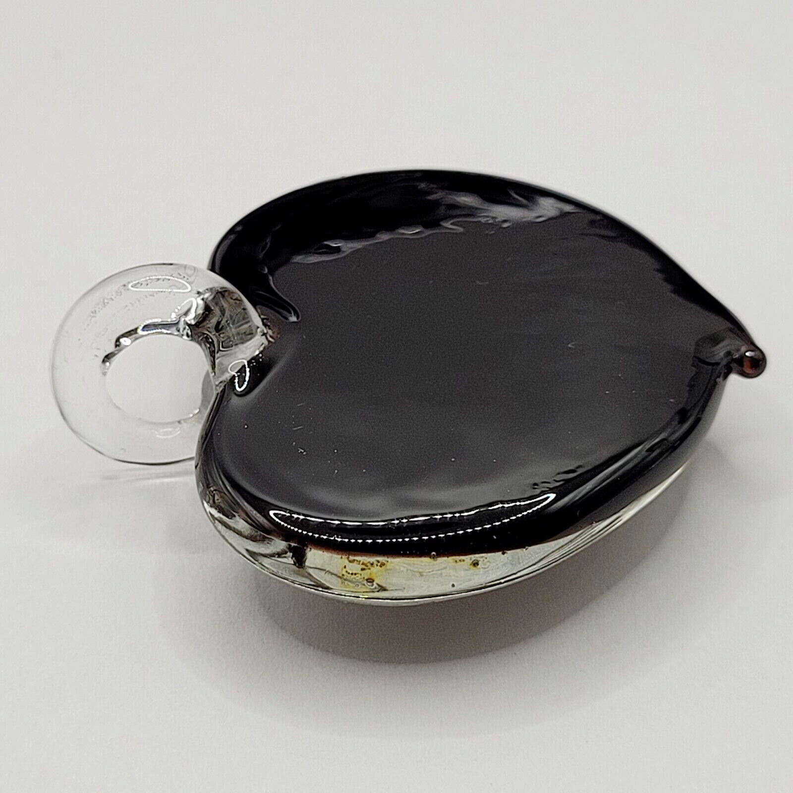 Artisan Modern Art Glass Heart Pendant Silver Black Gold Color Foiled Glitter