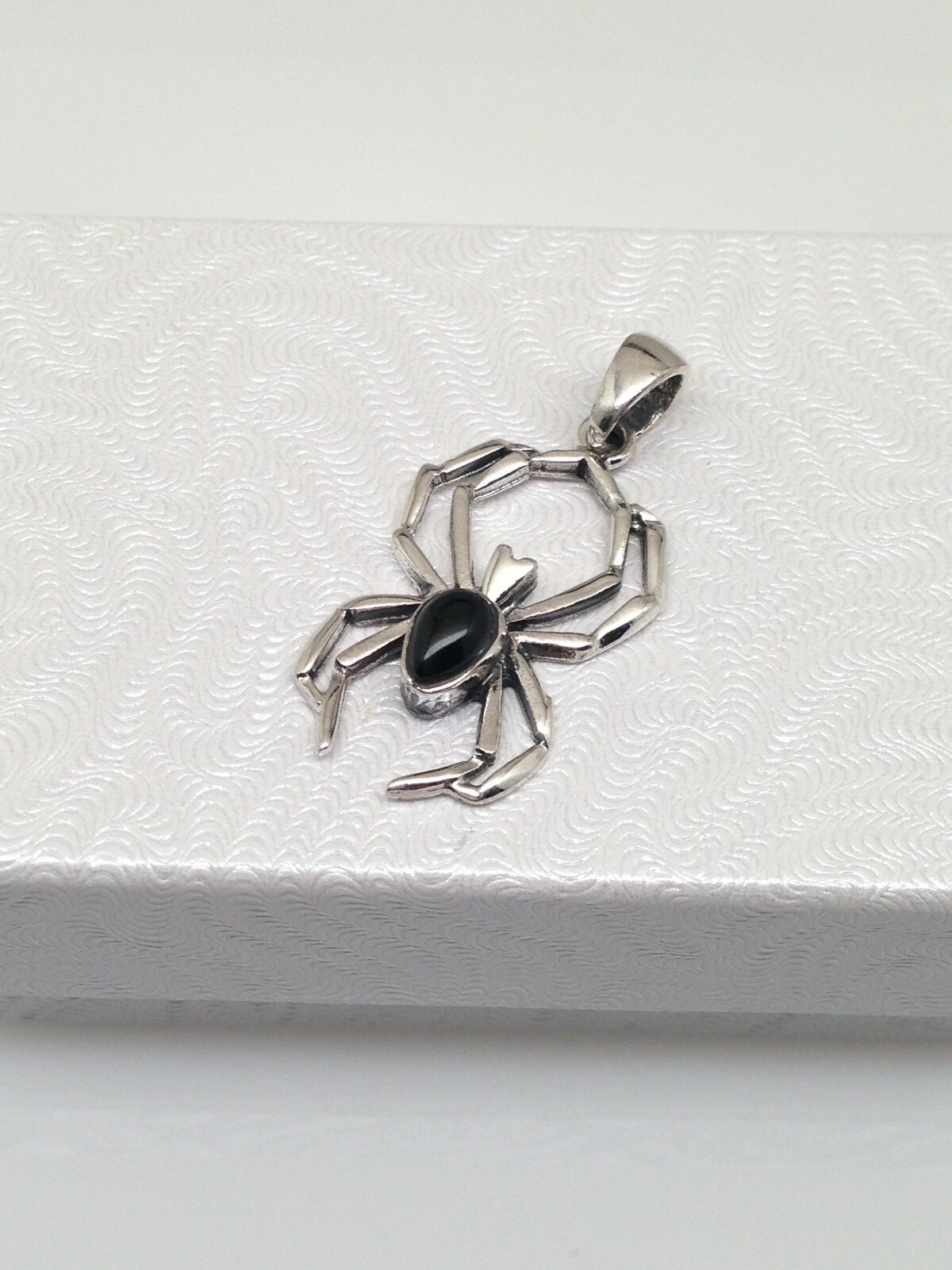 925 Sterling Silver Black Onyx Spider Pendant for necklace 22mm(0.87″)/31mm