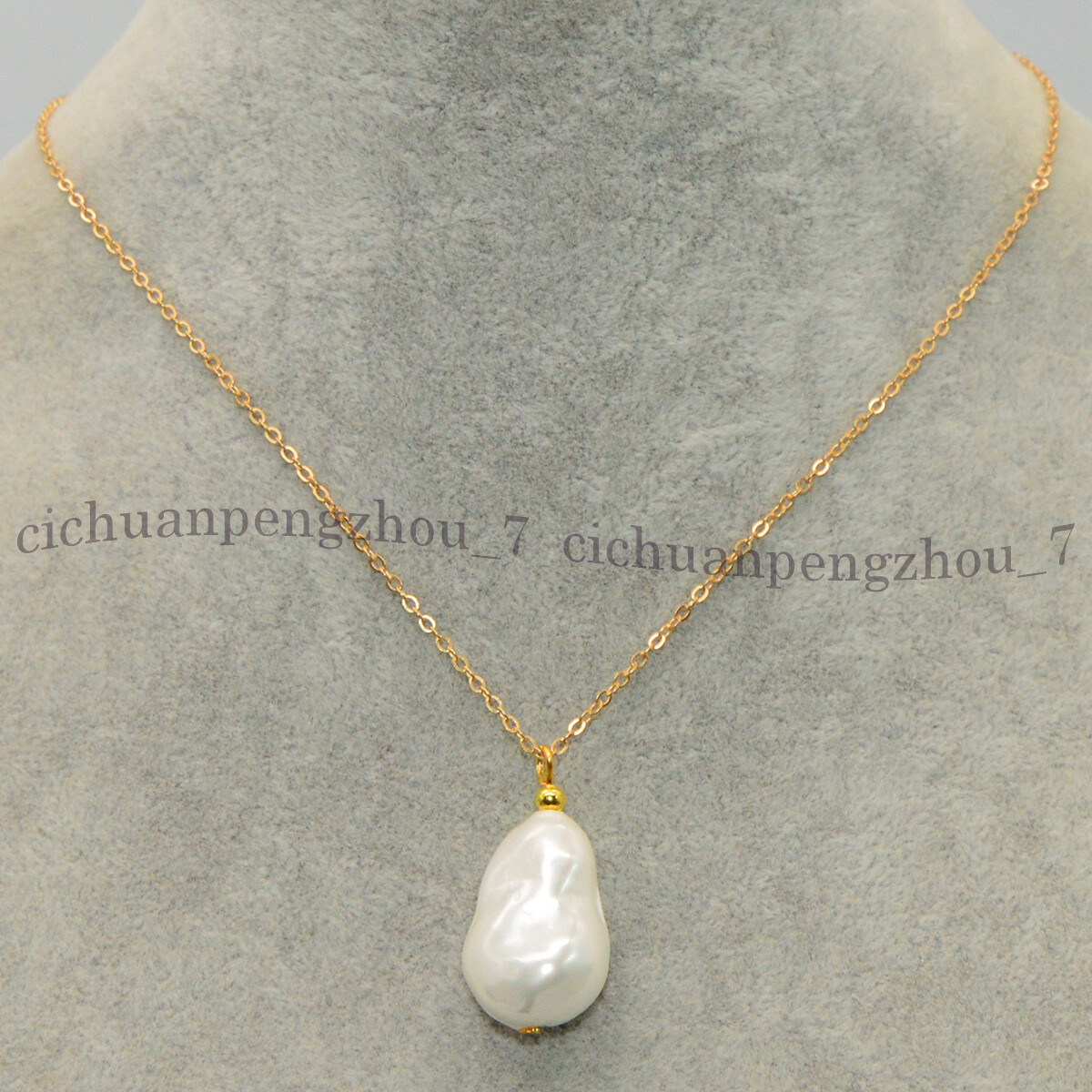 15x22mm White South Sea Baroque Shell Pearl Pendant Chain Necklace 18 inch