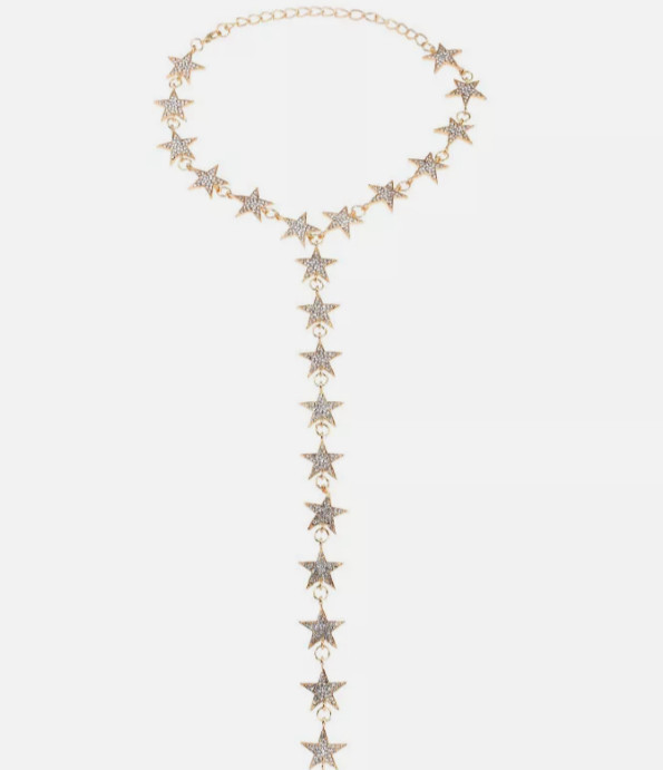 Rhinestone Crystal Star Necklace Lariat Choker Long Twinkle Charms Sparkle Drops