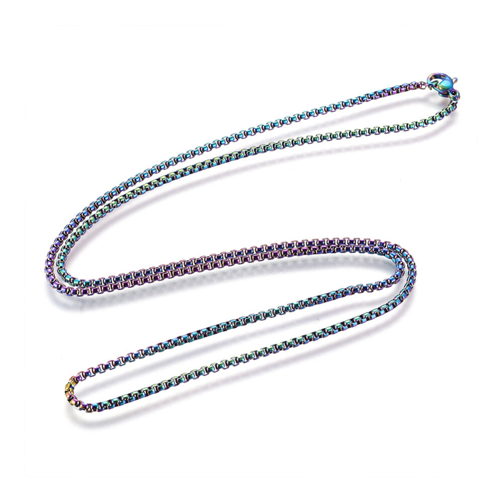Stainless Steel Box Necklaces Lobster Rainbow Multi-color 19.68” 50cm Z577